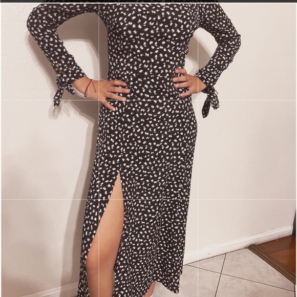 Lulu's Black and White Midi Dress - Picture 3 of 5